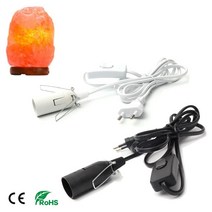 히말라야 암염 램프 옥받침 소금 무드 등 1.8m 전원 코드 케이블 e14 소켓 베이스 with switch wire for salt 펜던트 led 전구 hang 서스펜션 홀더, 하얀
