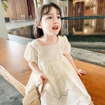 트렌디한아빠 여아 키즈 쿨링 레이스 원피스 가벼운 반팔 여름 피서룩 여행 휴양지 코디