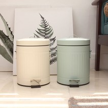 올리오 가정용 카페 인테리어 페달 쓰레기통 휴지통 5L, 아이보리