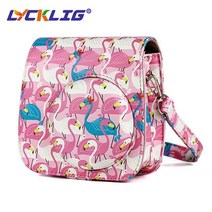 후지 후지 필름 인스탁스 미니 9 8 인스턴트 필름 카메라용 Lycklig 카메라 케이스 숄더 스트랩이 있는 PU, 03 Color Flamingo