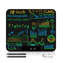 드로잉패드 액정타블렛 웹툰그리기패드 18 23 인치 충전식 LCD 그리기 태블릿 어린이 장난감 그림 도구 전자 쓰기 보드 선물 교육 완구, [05] 18 Colors Black