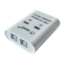 USB 스위치 선택기 KVM 스위치 어댑터 2 PC 공유 프린터 키보드 마우스 용 USB 장치 1 개 공유, 하얀색