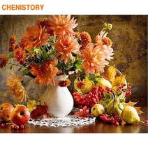 CHENISTORY 꽃 풍경은 자신이 방 작품에 대 한 번호로 캔버스에 아크릴 페인트 페인팅 도면 번호 키트에 의해 회화를 수행, 40x50cm no frame