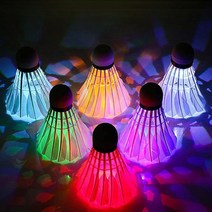 LED 배드민턴 콕 야광 셔틀콕 깃털 레슨콕 공 4개 야외용 실내용 바람 야간 조명 발광