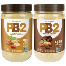 PB2 Powdered Peanut Butter 땅콩버터 파우더 오리지널 & 카카오 고단백 글루텐프리 454g 각1병, 2팩