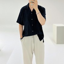 아도르클래식 어바운드 썸머 플리츠 노카라 오픈 여름 반팔 셔츠