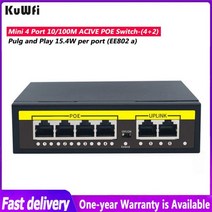 네트워크 스위치 허브 Kuwfi 48V POE 네트워크 스위치 100Mbps 이더넷 4 포트 PoE 인젝터 IP 카메라/무선 A, CHINA_Without package