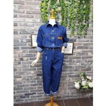 퐁당 / (무료배송)가죽 패치 빅포켓 데님 점프수트