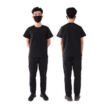 애견 미용사 가운 미용복 작업복 방수방정전안착모고양이개학교병원전용공복앞, 03 XL, 07 반집업 블랙 하프