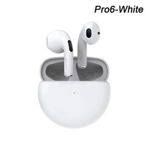 Air Pro 6 TWS 무선 헤드폰 (마이크 포함) 블루투스 이어폰 스포츠 이어버드 프로 J6 헤드셋 애플 호환 아이폰 샤오미 화웨이, 01 WHITE