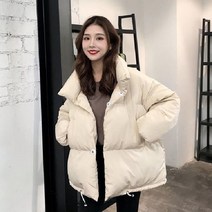 블링앤수 심플한 여성 오버핏 하프 패딩 IZZ042