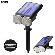 DFMEI 태양광 LED 센서등 야외조명 정원등, 2개 전구