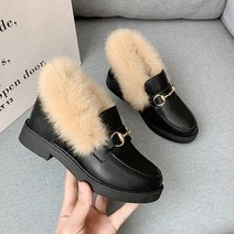 모카신 어그모카신 여성털신 겨울로퍼 금속 체인 가죽 플랫 신발 따뜻한 뮬 연예인 모피 플랫 퍼 소프트 힐