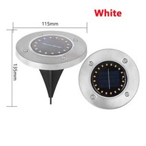 20LED 태양광 디스크 조명 야외 정원 태양광 지하 조명 데크 조명 스포트라이트 매장 태양광 Led 램프 정원 장식, White, 8Pcs