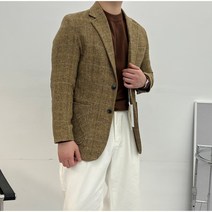 남자 울 헤링본 블레이저 클래식 체크 자켓 마이 2Color