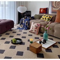 THE BOX 더박스 아가일 패턴 벨기에 울 러그 사이잘룩 단모 사계절 대형 양모 카페트