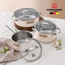 바겐슈타이거 리블링 IH 스텐냄비 세트 3개, 아이보리, 편수냄비 18cm + 양수냄비 20cm + 전골냄비 26cm