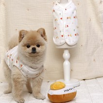 해피앤퍼피 강아지옷 오가닉 실내복 조끼 잠옷 내복 노령견옷 커플룩 애견옷 봄 여름 가을 겨울 XS-3XL, 과일목장양면조끼