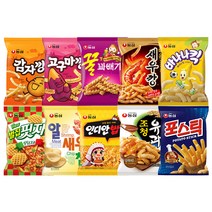 농심스낵세트 10종 (매운새우깡+감자깡+고구마깡+포스틱+조청유과+벌집핏자+바나나킥+꿀꽈배기+인디안밥+알새우집), 1세트