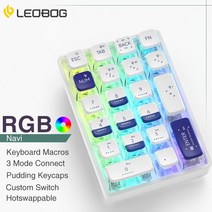 LEOBOG K21 블루투스 숫자 패드 기계식 숫자 키패드 21 키 투명 포토샵 회계 숫자 패드 게임용 키보드, 없음, 없음, 14.RGB Light-BlueW - Ice Soul