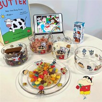 Frokom 짱구 그릇 세트 유리 식기 세트 3종/5종 세트 디너 홈파티 집들이선물, 5종세트