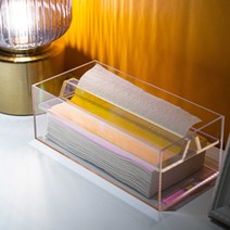 바이챈스 높이조절 아크릴 각티슈 케이스 투명 사각 휴지 케이스 카페용, 홀로그램