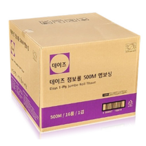 데이즈 대용량 물에녹는 업소용 점보롤 휴지 500m, 1개, 16롤