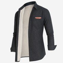 [오버나인] 남성 후끈 털 무지 라벨 포켓 웜 셔츠