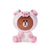 라인프렌즈 브라운 싯팅 돼지 인형