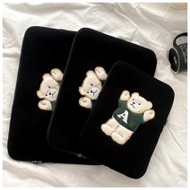 11 13 15인치 아이패드 파우치노트북 태블릿 패드 커버 캐릭터 파우치 알파벳 곰돌이 캐릭터 갤탭파우치 갤럭시탭 태블릿 테블릿 귀여운 파우치, 11인치, 블랙