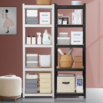 600x300x1800 조립식 철제 5단 선반 2컬러 틈새 앵글 수납 선반장 펜트리 경량랙, 600x300x1800 5단 블랙