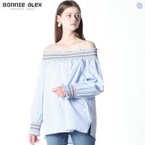 [보니알렉스] 에스닉 자수 밴디드 오프숄더 블라우스
