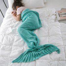 레지나 키즈 크로 셰 뜨개질 인어 꼬리 담요 슈퍼 부드러운 니트 소파 침대 캐시미어 느낌 소녀 따뜻한