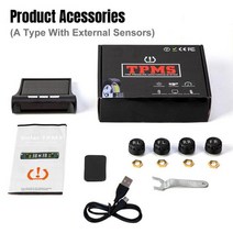 TPMS 타이어 공기압 CODASH-자동차 태양열 TPMS 타이어 압력 모니터링 시스템 태양광 디지털 디스플레이, 01 External Sensor
