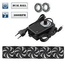 CPU쿨러 120mm 3000rpm 팬 냉각 컨트롤러 포함 12cm 12v 220v 팬, 5 팬 듀얼 볼, 영국 플러그