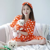 아트박스/알콩단잠 강아지커플룩 린넨도트 고양이옷 애견 개플룩 OR, 펫_오렌지