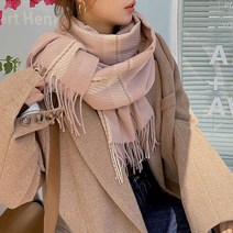 Jinsiyuan 모조캐시미어 보온 빅체크 여성머플러