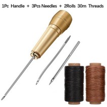 공예 도구 DIY 구리 핸들 바느질 송곳 핸드 스티 처 신발 수리 캔버스 가죽 바늘 왁스 스레드, Sewing Set H2, 1세트