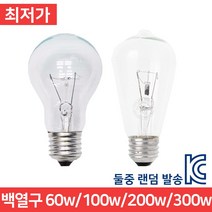 백열구 백열등 램프 전구 60w 100w 300w 백열램프 백열전구, 백열구 60w