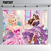 PHOTURT 핑크 공주 배경 생일 파티 공급 귀여운 황금 인형 비닐 배너 장식 소품, [18] Contact Us For More, [02] MJ0470