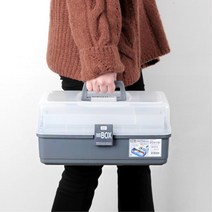초등학생 문구정리 미술도구 정리함 가방 부품보관함 미술공작 집콕놀이, 클리어 3단 멀티박스 중