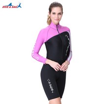 해루질슈트 해녀복 웻슈트 잠수복 Diveampsail 전신 남성과 여성 1.5mm 네오프렌 겨울 수영 다이빙 슈트 서핑, 긴팔 핑크, s