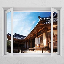 아트박스/꾸밈 ih349-하늘아래 기와집_창문그림액자_뮤럴시트지, A타입-내부창문형