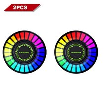 무드등24LED RGB 자동차 인테리어 앰비언트 라이트 음악 리듬 네온 라운드 Led 분위기 장식 앱 제어, 02 2PCS