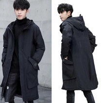 스타일 검정 코트 패딩 오버핏 남자 겨울 점퍼