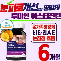 대용량 온가족 눈 건강 영양제 루테인 아스타잔틴 식 약 처 눈 피로 건조 침침 흐릿한 에좋은 건강 식품 헤마토코쿠스 파이토케미컬 슈퍼 루태인 뉴테인 누테인 청소년 노인 홈쇼핑 추천, 2통(6개월)