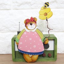 플레이우드 원피스곰순이 (톨페인팅) 반제품 diy 인테리어 소품 무도색 꾸미기 공예 우드, 원피스 곰순이 (톨페인팅) -B33-0015