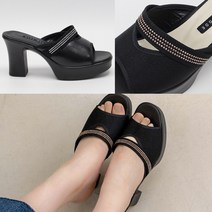 벨루치슈즈 여성 수제화 큐빅 스트랩 9cm 가보시 통굽힐 슬리퍼 하이힐 슬리퍼 국내제작