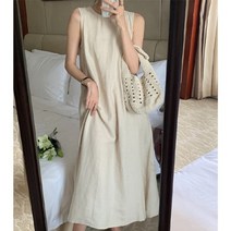 쏭포유 / 데일리 베이직 민소매 린넨원피스 2color