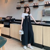 어깨밴드오버롤팬츠/와이드점프수트/여자와이드바지/